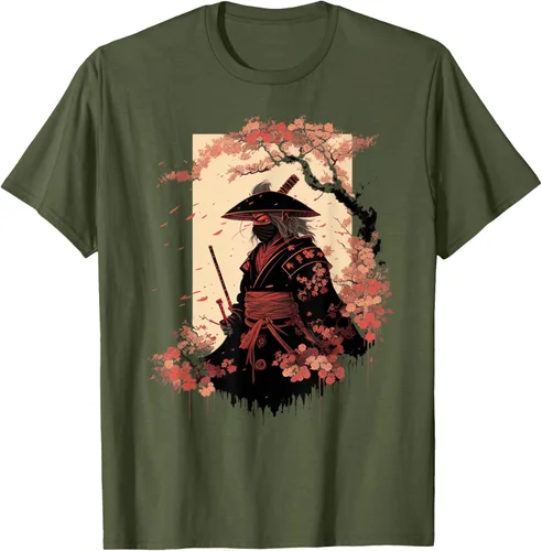 Vista 82 de Camiseta estética vintage samurái de arte japonés samurái retro cereza, Negro