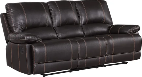 Vista 41 de Blackjack Furniture Brantley Collection - Sofá biplaza reclinable tapizado de cuero con consola, asientos acolchados de felpa con bobina Marrón
