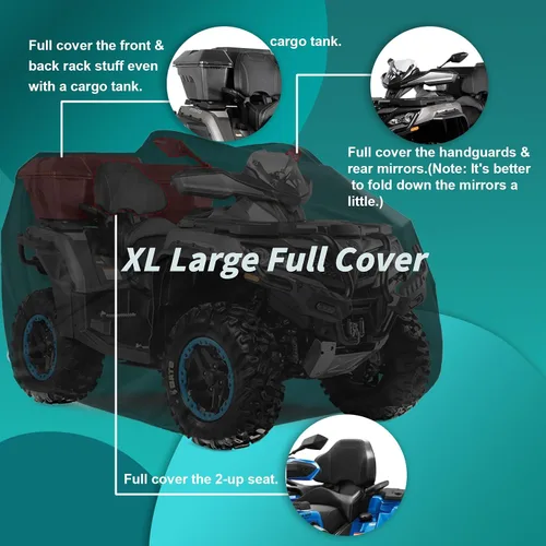 Vista 2 de QYMOTO Cubierta para ATV, Cubierta grande para ATV XL 2-UP, Universal para 4 ruedas Quad Durable Impermeable al Aire Libre Protección Completa
