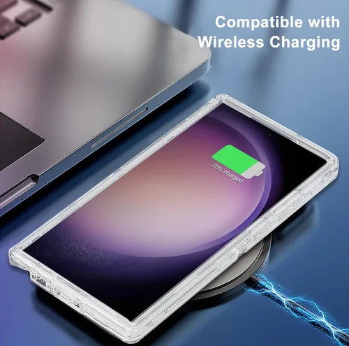 Vista 5 de Funda ultra transparente para Samsung Galaxy S23 con 2 protectores de pantalla, resistente a prueba de golpes, protección contra caídas, carcasa
