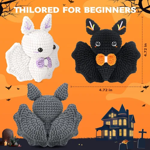 Vista 3 de Kit de ganchillo para principiantes, kit de ganchillo para principiantes para adultos con tutoriales en video paso a paso, regalos de Halloween