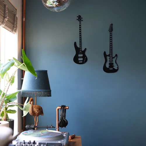 Vista 3 de wotieuns Decoración de pared de música de guitarra de metal para decoración de pared