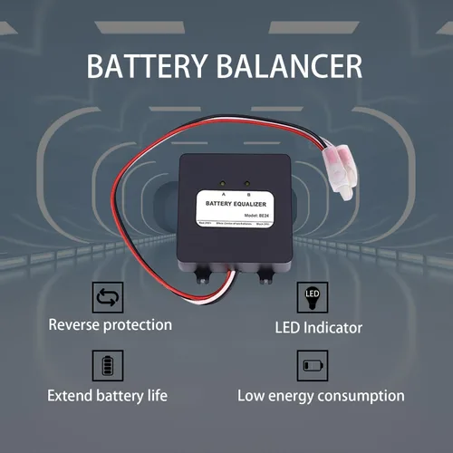 Vista 7 de Ecualizador de batería de 24 V, 2 baterías de 12 V, cargador equilibrador de voltaje para inundación de gel, AGM, batería de litio de plomo ácido