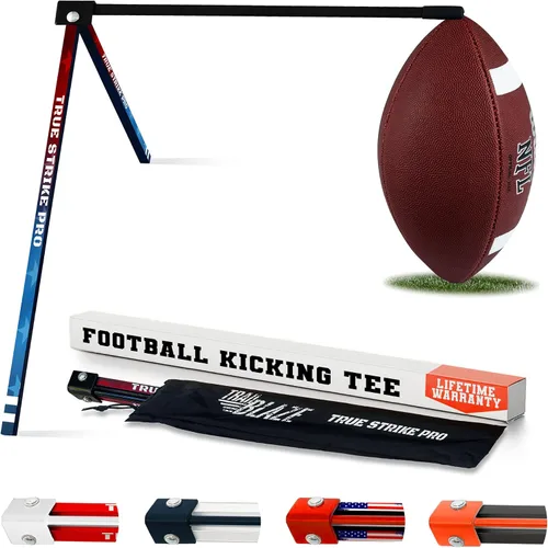 Vista 11 de True Strike Pro Football Kicking Tee - Ultimate Football Tee Compatible with All Ball Sizes, Bonus Goal Kicking Tracker, Field Goal Football Holder