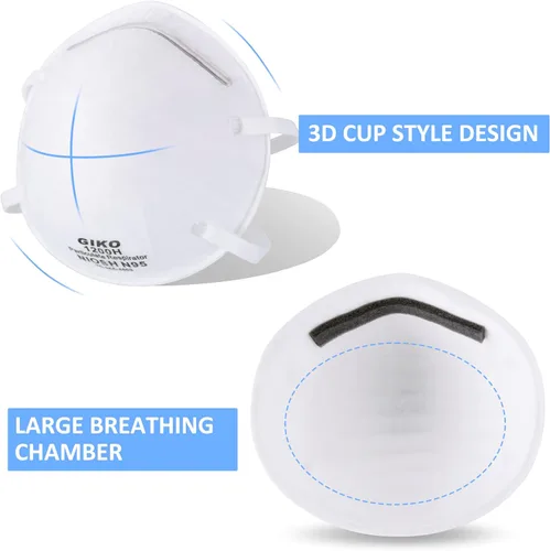 Vista 5 de GIKO Máscara facial N95 – 20 máscaras de seguridad contra el polvo, máscara protectora N95, protección contra el polvo PM2.5, humo de fuego
