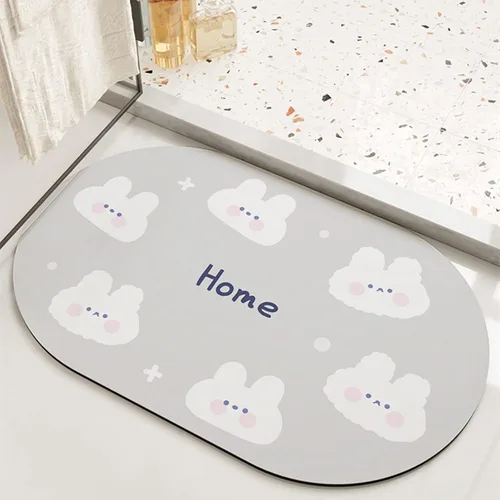 Vista 20 de Tapete de baño súper absorbente, tapete de entrada antideslizante con dibujos animados, cojín de secado rápido para suelo de baño y ducha