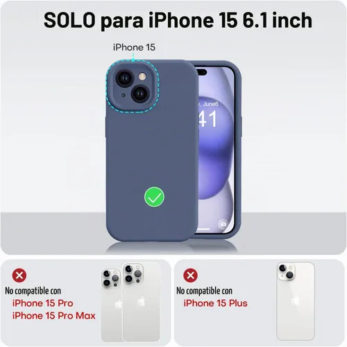 Vista 5 de Vooii Compatible con iPhone 15, silicona líquida Defender mejorada, protección mejorada de la cámara, forro de microfibra antiarañazos suave, funda