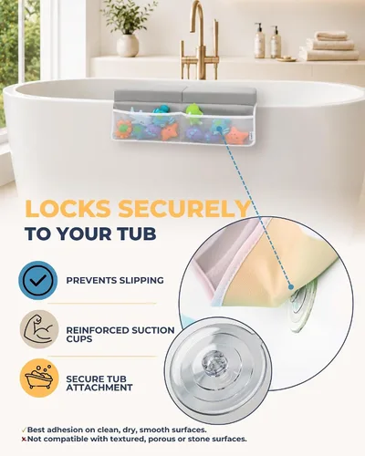 Vista 5 de Cómodo juego de rodilleras y coderas de baño para bebé, almohadilla gruesa de espuma viscoelástica con soporte para el codo, cojín de bañera