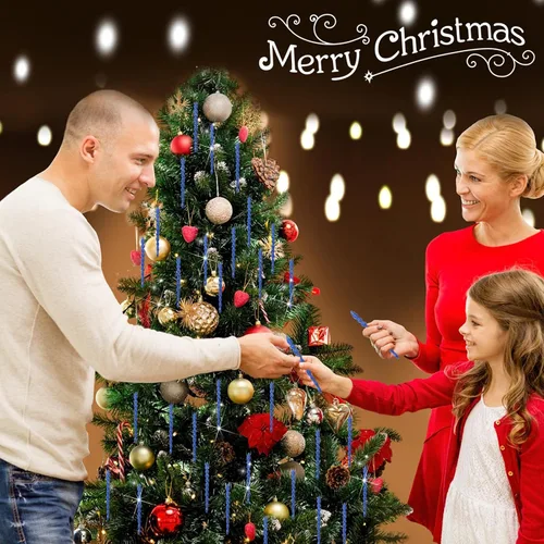 Vista 5 de 50 carámbanos de árbol para Navidad, adornos de Navidad de plástico, torcidos, decoración colgante de carámbanos para invierno, vacaciones, fiesta