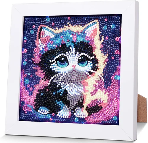 Vista 10 de xackcme Kits de pintura de diamantes de mariposa para niños con marco, arte de diamantes de mariposas para niños de 4 a 8 a 12 años, kit de pintura