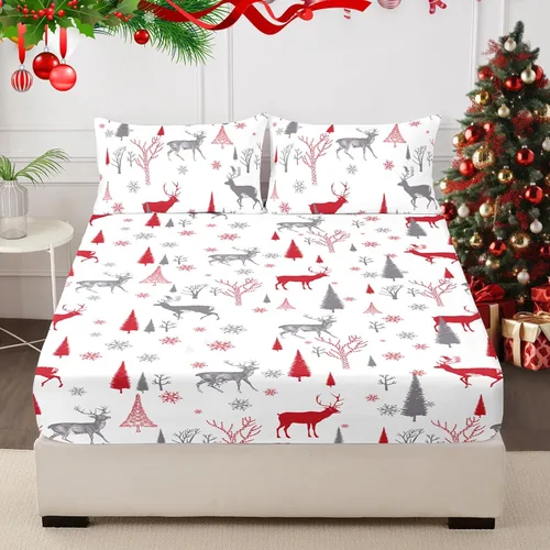 Vista 15 de Sábana bajera ajustable floral con fundas de almohada, 100% microfibra cepillada, sábana bajera ajustable con bolsillo profundo, ultrasuave