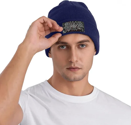 Vista 5 de Gorros para hombre y mujer Gorros básicos unisex con puños de calavera de punto, sombrero de invierno clásico para dormir, para senderismo