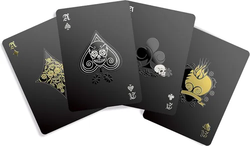 Vista 3 de Gent Supply - Juego de cartas negras impermeables, edición Día de los Muertos, edición Oro Plata y Negro