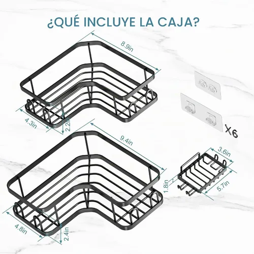 Vista 9 de Veken Organizador de ducha esquinero, paquete de 3, diseño avanzado a Negro