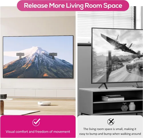 Vista 5 de Soporte ultra delgado sin pernos, se adapta a televisores de 32 a 100 pulgadas, máximo de 150 libras, pantallas planas LED/LCD y monitores (estilo 1)