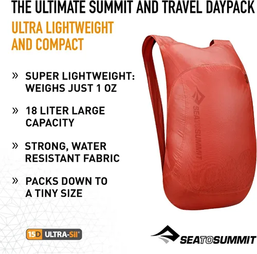 Vista 2 de Sea to Summit Ultra-Sil Nano Ultralight Day Pack, 18 Litros, Rojo