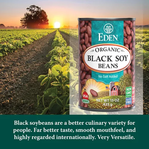 Vista 5 de Eden Soja negra orgánica, lata de 15 onzas (paquete de 12), proteína completa, sin sal, sin OMG, sin gluten, vegano, Kosher, cultivado en Estados