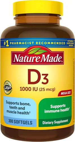 Vista 10 de Nature Made Vitamina D3 1000 UI (25 mcg), 100 cápsulas blandas de vitamina