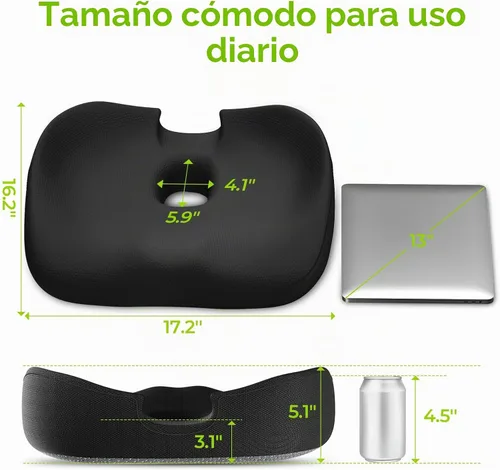 Vista 9 de AUVON Almohada de dónut innovadora para hemorroides con orificio científico y recorte para el coxis, cojín ortopédico con forma de dónut para alivio