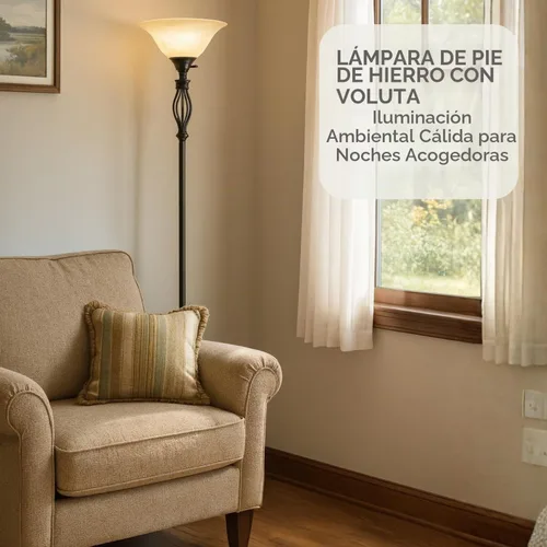 Vista 2 de LIGHTACCENTS Lámpara de pie de bronce con pantalla de cristal de alabastro remolino ámbar - Elegante lámpara de pie para decoración del hogar