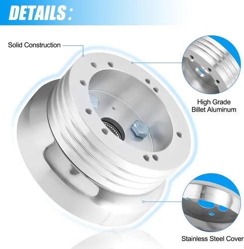Vista 3 de Adaptador de cubo de volante de billete de 5 y 6 agujeros compatible con Chevrolet Chevy GM Flaming River Ididit Buick Jeep Pontiac Oldsmobile