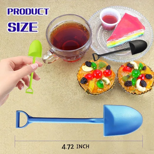 Vista 4 de OaaXbbECco Cucharas de postre plásticas desechables lindas de la forma de la pala de la novedad