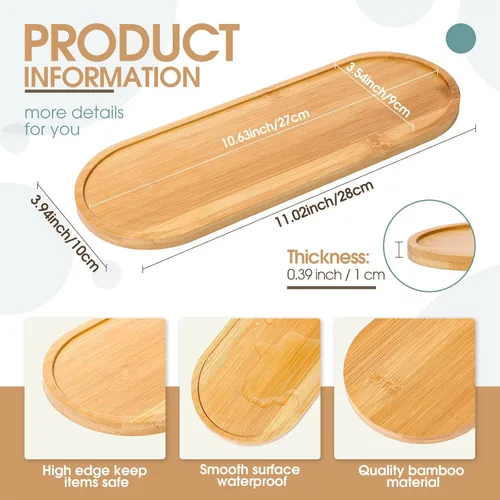 Vista 2 de Chengu 3 bandejas de bambú para baño, bandeja pequeña de madera para servir para baño, mostrador de alimentos, aperitivos, té, postre, cocina