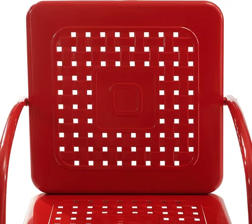 Vista 14 de Crosley Furniture Bates - Juego de 2 sillas para exteriores, sillas de patio de metal retro para comedor, porche, terraza, balcón, color rojo