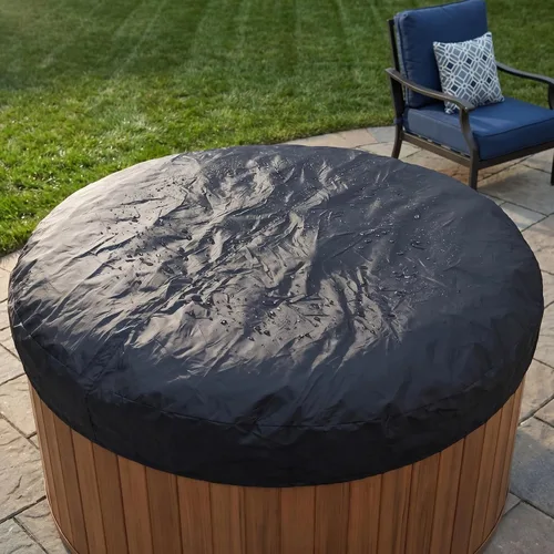 Vista 3 de DOITOOL Cubierta redonda para bañera de hidromasaje, cubierta antipolvo para piscina, resistente al agua, manta solar térmica, para vida al aire