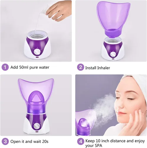 Vista 5 de Vaporizador facial para cara Nano Facial Mister Juego de vaporizador facial para limpieza profunda facial, mini vaporizador facial portátil
