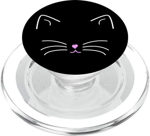 Vista 8 de Lindas orejas de gato blancas, boca y bigotes: regalo para amantes de los gatos PopSockets intercambiables PopGrip
