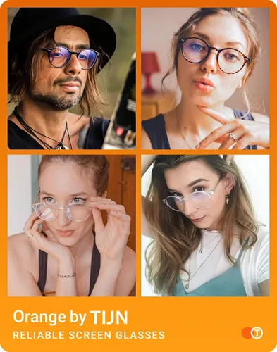 Vista 2 de TIJN Gafas de bloqueo de luz azul para hombres y mujeres, gafas de montura redonda gruesa vintage