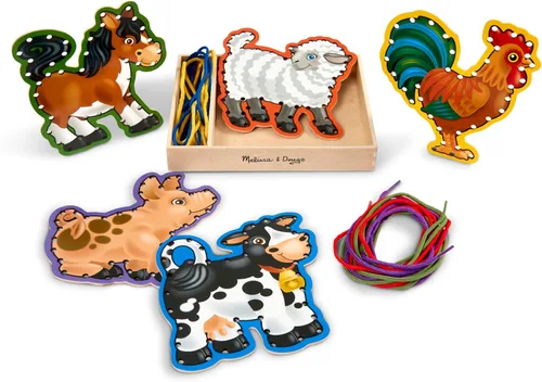 Vista 4 de Melissa & Doug – Juego de encaje y Trace Activity Set: 5 Paneles De Madera Y 5 CORDONES – Granja