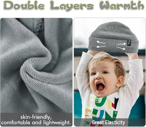 Vista 4 de FZ FANTASTIC ZONE 3 Pcs Toddlers Winter Hat Baby Beanie Boys Girls for 0-3 Years Old, Kids Warm Knitted Fleece Infant Hats