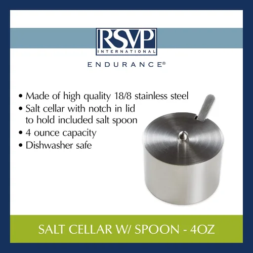 Vista 10 de RSVP International Endurance Kitchen Collection - Juego de salero con cuchara, 4 onzas, acero inoxidable cepillado