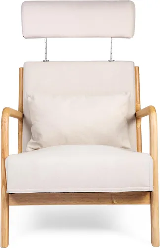 Vista 7 de Silla de sala de estar moderna de mediados de siglo con reposacabezas extensible, sofá individual, silla con marco de madera, silla de lectura