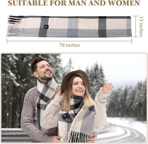 Vista 7 de LINGSFIRE - Bufanda térmica para mujeres y hombres, bufanda térmica eléctrica recargable, almohadilla térmica para el cuello, portátil, funciona
