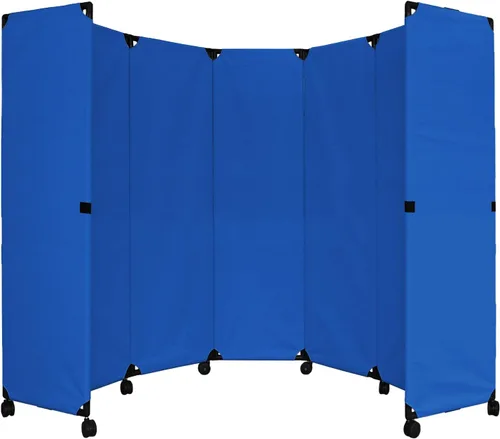 Vista 9 de VERSARE MP10S - Mampara plegable portátil de pared Diseño económico de 5 paneles Separador de habitación portátil con ruedas Configuración