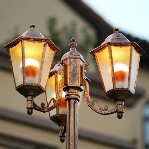 Vista 3 de Vintage 3-Lights Waterproof Antirust Aluminum Column Lamp 2.25M Pathway Tabletop Lighting for Courtyard Pillar Post Bollard Lantern Aluminum