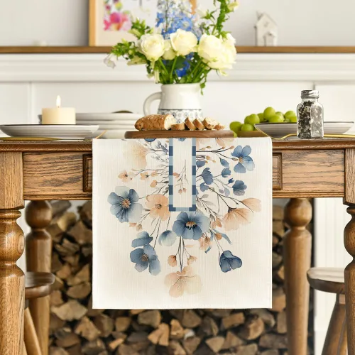 Vista 3 de Artoid Mode Camino de mesa de primavera con flores florecientes, decoración de mesa de comedor de cocina de verano de temporada para decoración