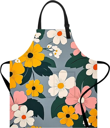 Vista 31 de Delantal de cocina para el hogar, cocina, horneado, jardinería, para mujeres y hombres, con bolsillos, delantal impermeable, 32 x 28 pulgadas