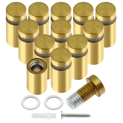 Vista 50 de Luomorgo 12 piezas tornillos separadores de acero inoxidable de 1" x 1", herrajes de montaje para letreros de pared, separadores de vidrio