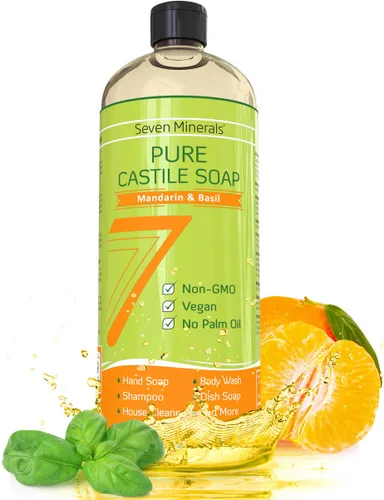 Vista 5 de Seven Minerals EWG Verificado Jabón de Castilla y Jabón de Castilla Mandarina Albahaca