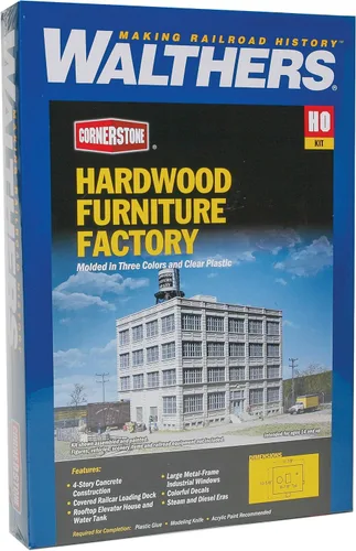 Vista 4 de Walthers Cornerstone Kit de estructura de fábrica de muebles de madera dura a escala HO