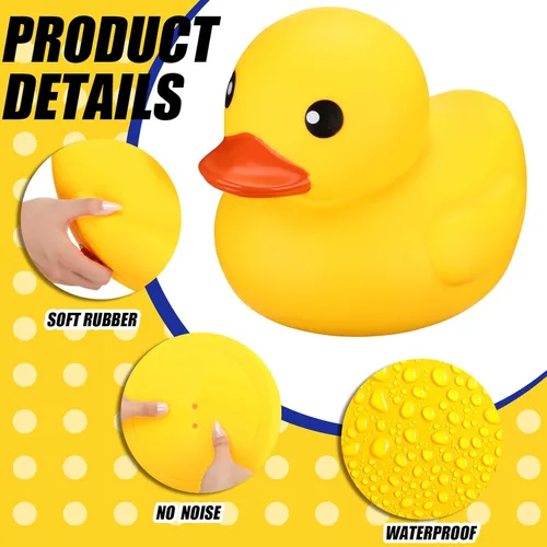 Vista 3 de Leitee Pato de Goma Gigante Amarillo de 13" Enorme Grande Gigante Pato de Goma de Baño Divertido Fiesta de Revelación de Género Flotante Piscina