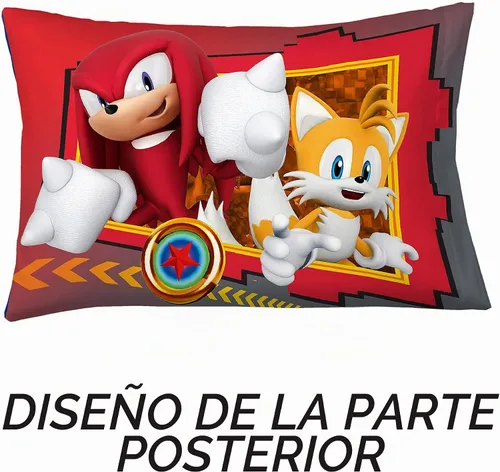 Vista 2 de Franco - Funda de almohada reversible supersuave de microfibra para niños, 20 in x 30 in, Sonic el erizo