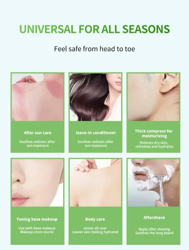 Vista 4 de Gel orgánico de aloe vera, hidratante calmante 100% puro y gel hidratante, absorción rápida, sin perfume, para cara, cuerpo, cabello y piel, sin