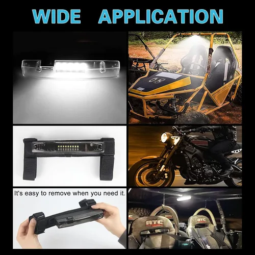 Vista 8 de Luz universal de cúpula UTV de 12 V, montaje en barra enrollable, luz LED para UTV Polaris RZR Can Am Talon Kawasaki carrito de golf, barco, cabina