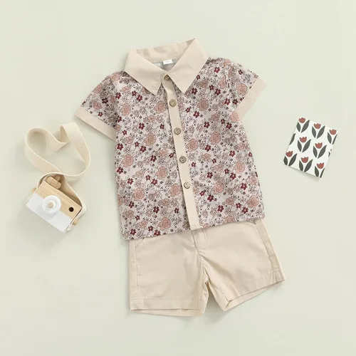 Vista 9 de MA&BABY Conjunto familiar de verano de 0 a 6 años a juego para hermanas, vestido de hermanas, camisa para hermano, lindo estampado floral