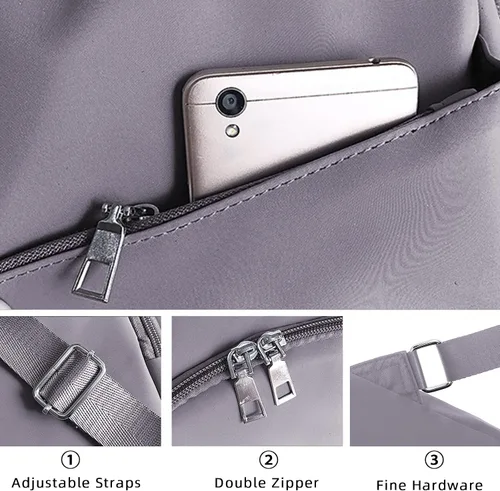 Vista 6 de CHARMORE Elegante mochila antirrobo para mujer, mochila de nailon impermeable casual para viajes, Gris-S